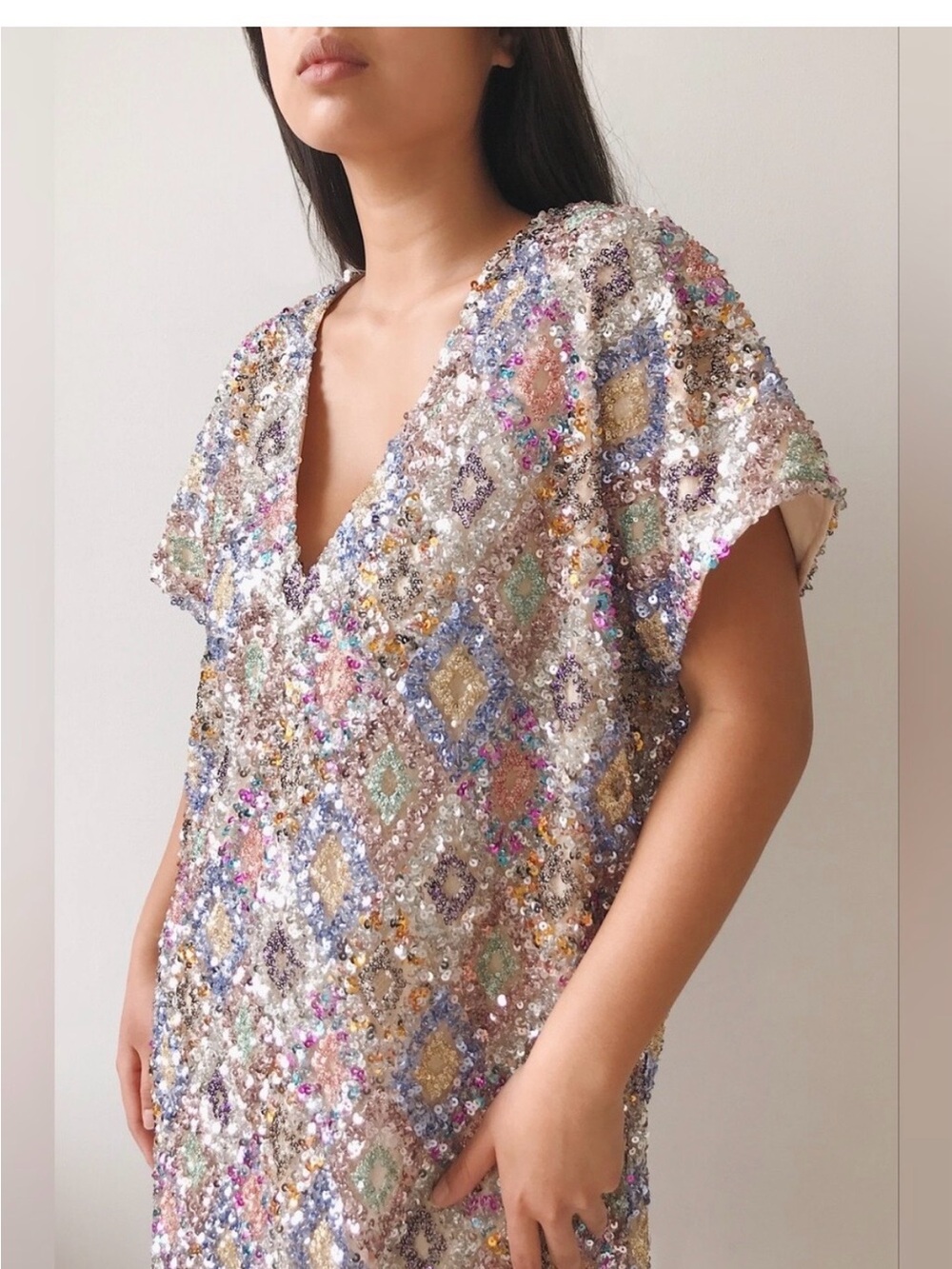 By Together Multicolor Sequin V-Neck Mini Dress